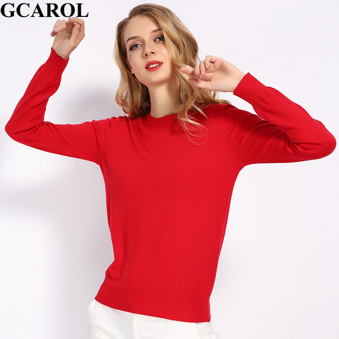 GCAROL nuevo O el cuello de las mujeres 30% Lana suéter caramelos Jersey Casual elástico Otoño Invierno básico hacer punto jersey S-3XL ► Foto 1/6