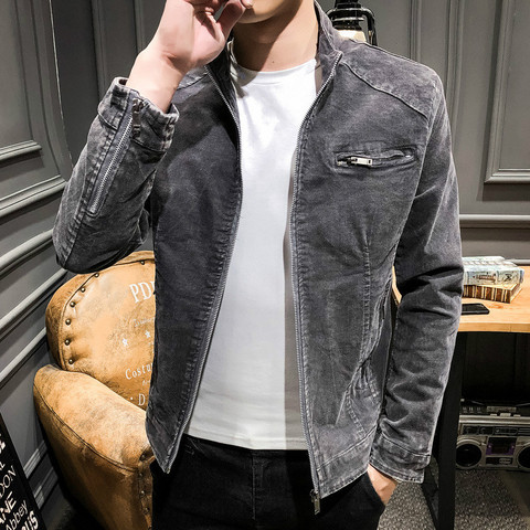 Nueva llegada chaqueta vaquera para hombre Otoño Invierno chaqueta Casual masculina coreana para hombre delgada de algodón Vintage gris abrigo de gran tamaño para niños camisetas 3xl ► Foto 1/6