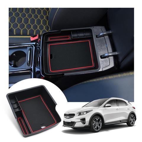 RUIYA-Caja de almacenamiento para apoyabrazos de coche para XCeed SUV 2022 + Control Central, reposabrazos, caja, accesorios de Interior de coche, rojo y negro ► Foto 1/6