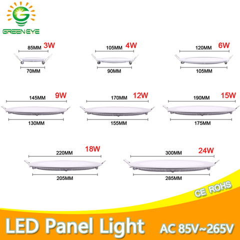 LED Ultra delgada lámpara Downlight 24W 18W 12W 9W 6W 3W AC110V 220V led downlight empotrable en techo rejilla slim panel cuadrado redondeado Luz ► Foto 1/6