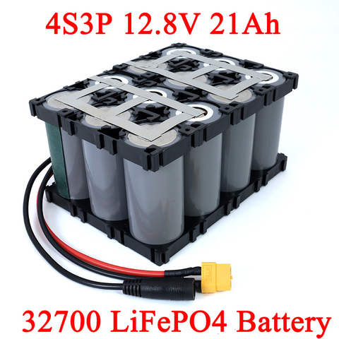 Lifepo4-batería balanceada para barco eléctrico, 4S3P, 32700 V, 21Ah, con 4S, 20A, máximo 60A, BMS, fuente de alimentación ininterrumpida, 12V, 12,8 ► Foto 1/6