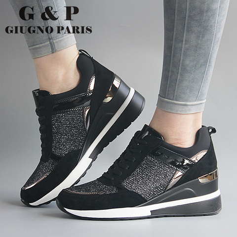 Plataforma de cuña zapatillas de deporte zapatos de mujer Zapatillas de deporte casuales zapatos mujer Zapatos negro zapatillas de deporte Mujer tenis Femenino ► Foto 1/6