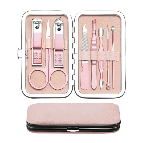 Juego de cortaúñas para manicura y pedicura, Kit de cortauñas de acero inoxidable, cortauñas, herramientas con aseo, viaje, con funda, 7/8 Uds. ► Foto 1/6