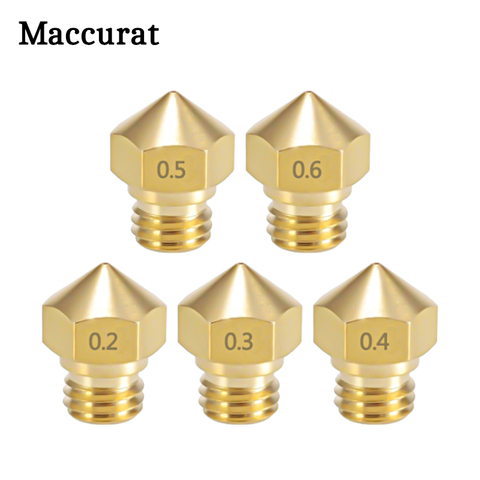 Maccuart 5 uds 3D boquillas para impresoras MK10 M7 extrusora de 0,2/0,3/0,4/0,5/0,6/0,8/1,0mm latón extrusor cabezal de impresión para 3D impresora ► Foto 1/6