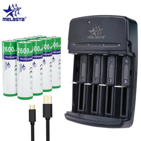 Melasta-batería recargable NIZN AA de 1,65 V y 2600mWh, batería recargable con 4 ranuras Cargador USB LED ni-zn, para juguetes y cámaras MP3 ► Foto 1/6