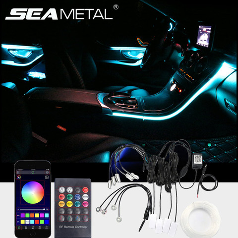 Interior del coche ambiente luces Universal del tablero de la puerta brecha tira de luz lámpara de la decoración APP/Control Remoto RGB luces flexibles leds ► Foto 1/6