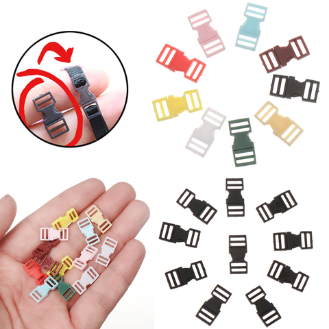 Mini hebilla de plástico para bolsos de muñecas, 10 Uds., 6mm, hebillas coloridas para bolsos, mochila, pulsera, botón, correas hechas a mano ► Foto 1/6