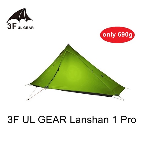 Tienda de campaña 3F UL Gear Lanshan 1 Pro 1 P, 3 estaciones, 20D, cubierta de silicona de doble cara, nueva actualización, nailon sin poste, ultraligera ► Foto 1/5