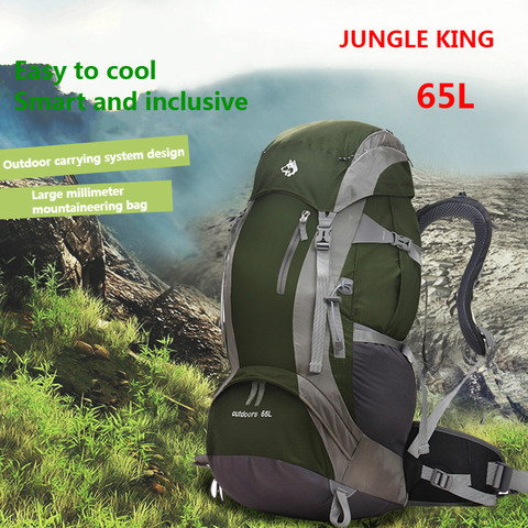 JUNGLE KING-Bolsa de Montañismo profesional para hombre y mujer, mochila de gran capacidad para exteriores, 65 litros, 1,8 KG ► Foto 1/6