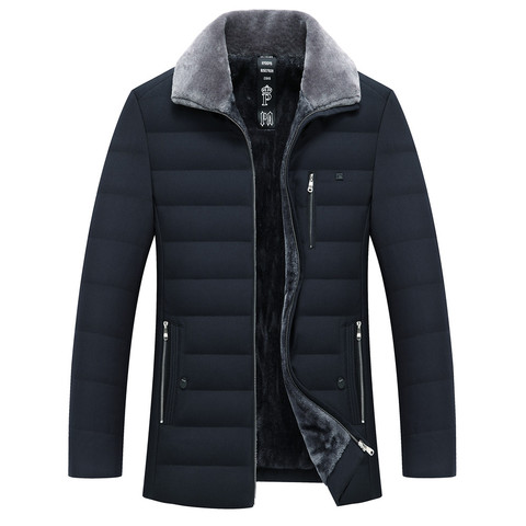 Chaquetas de invierno para hombre, Parka con cuello vuelto grueso, Chaqueta de algodón de forro polar cálido informal, chaqueta con cuello de piel, novedad ► Foto 1/6