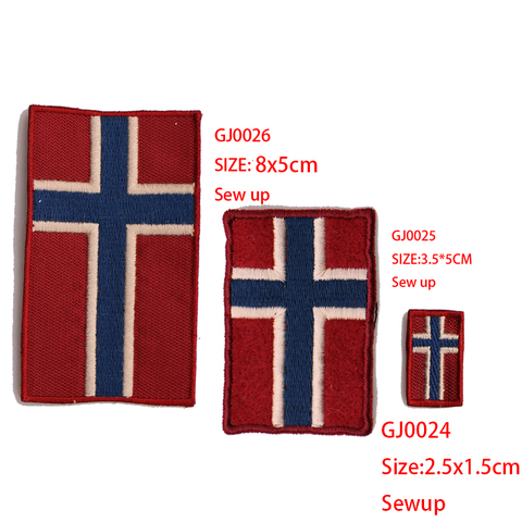 Juego de ventas grande, mediano y pequeño Bandera de Noruega icono parches decorativos patrón parche de aplique bordado para placas para planchar DIY ► Foto 1/5