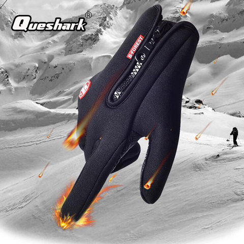 Queshark-guantes de esquí finos para hombre y mujer, guantes de esquí de invierno antideslizantes con pantalla táctil, 5 tamaños asiáticos, mitones deportivos para exteriores ► Foto 1/6