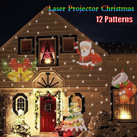 Proyector láser de 12 patrones para exteriores, luces Led de escenario para Navidad, paisaje, jardín, DJ, luces de discoteca, decoraciones RGB ► Foto 1/6