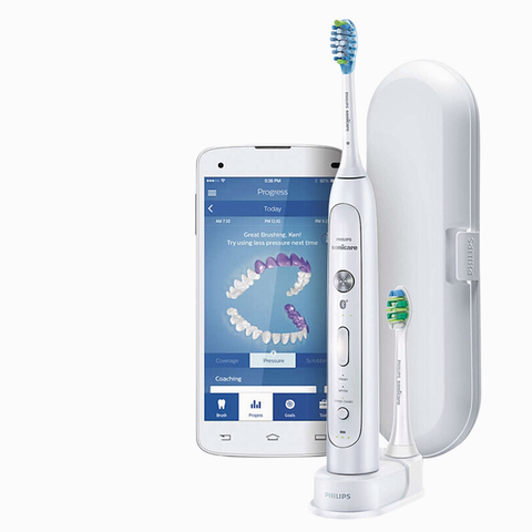 Philips-cepillo de dientes eléctrico Sonicare FlexCare, dispositivo de limpieza HX9192 HX912Sonic, con sensores de cepillado inteligente por aplicación, platino, Bluetooth ► Foto 1/6
