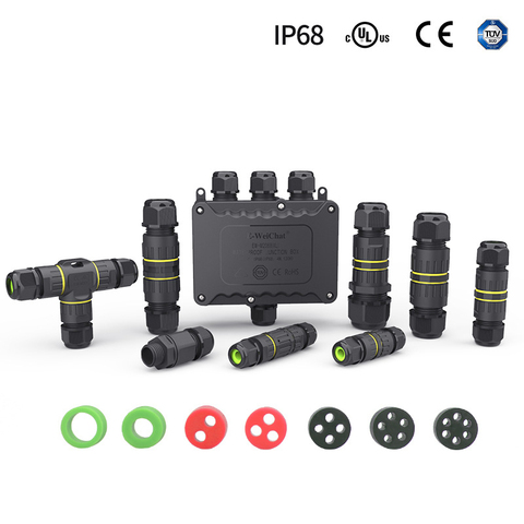 Conector de Cable IP68, 2 pines, 3 pines, M16, M25S, 1 a 2, 3, conectores de Cable de iluminación Led para exteriores, tres conectores de sellado de vía Caja de conexiones eléctricas ► Foto 1/6