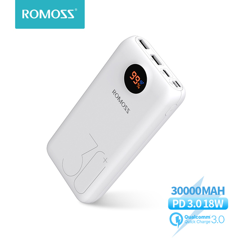 ROMOSS-cargador tipo batería externa SW30 Pro, 30000mAh, 26800mAh, PD, carga rápida, pantalla LED para teléfonos y tabletas ► Foto 1/6