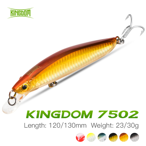 Señuelos de Pesca Kingdom Minnow, 120mm, 130mm, señuelo flotante, Wobbler para percha de fondo marino, lucio de la carpa, trucha, curricán, señuelo duro ► Foto 1/5