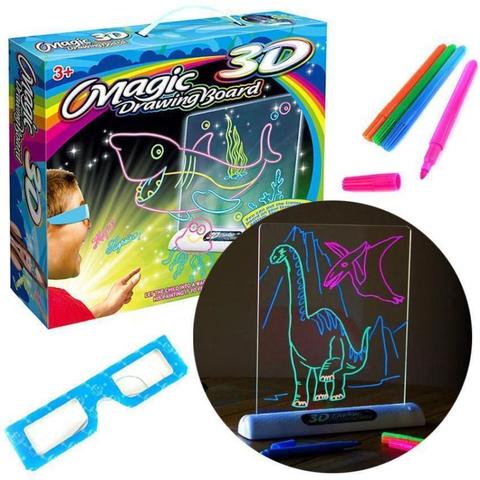 Juego de tablero de dibujo de Graffiti 3D, tablero de escritura de océano de dinosaurio, tablero de arte infantil fluorescente y bolígrafo, gafas 3D para niños, 1 Juego ► Foto 1/6