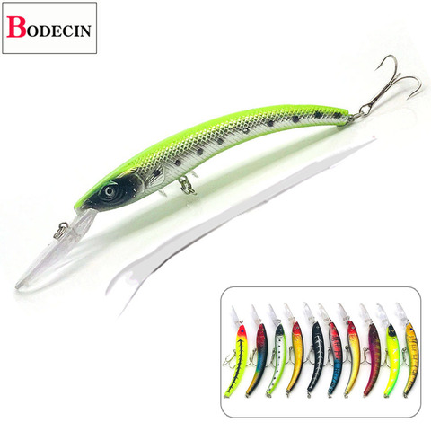 Jerkbait Minnow Crankbaits de pesca lucio de Wobbler superficie/grande/Falso Artificial/Carpa/duro cebo para pescar señuelo/adornos/frente al mar ► Foto 1/6