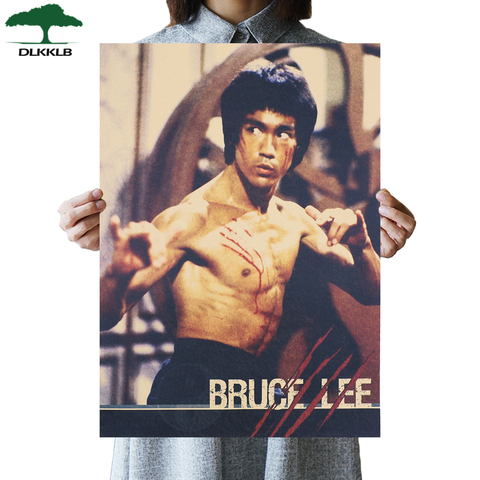 DLKKLB clásico película de Bruce Lee decoración de carteles Kung Fu cartel Retro arte pegatina de pared Vintage 51X36cm pintura decorativa ► Foto 1/6