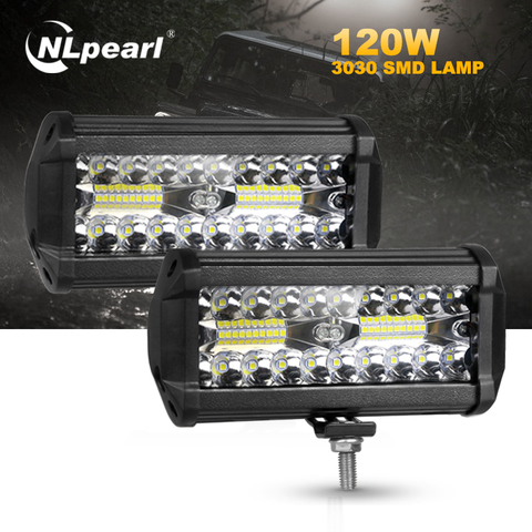 Barra de luz Led nlperla de 4/7 pulgadas/luz de trabajo 54W 120W Barra de luz Led de obra haz de punto para todoterreno Tractor camión 4x4 SUV Jeep ATV ► Foto 1/6