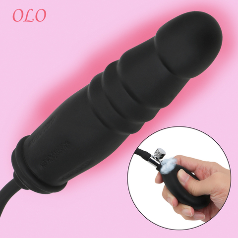 OLO-consolador Anal inflable con bomba, juguete sexual de silicona para mujeres y hombres, dilatador Anal expandible para masaje Anal ► Foto 1/6