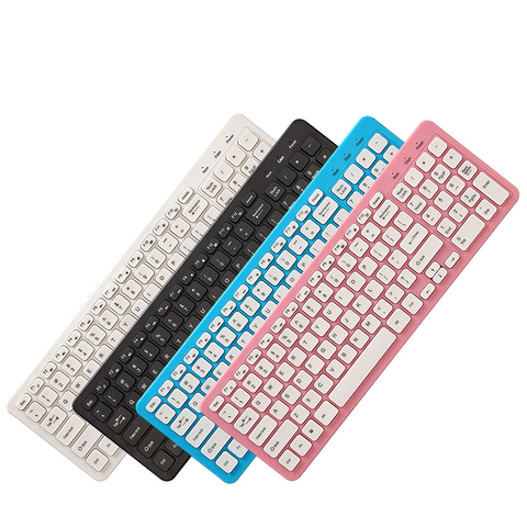 Ultrafino portátil estándar 96 teclas teclado inalámbrico Bluetooth para Ipad Iphone MAC PC (blanco negro azul rosa) ► Foto 1/6