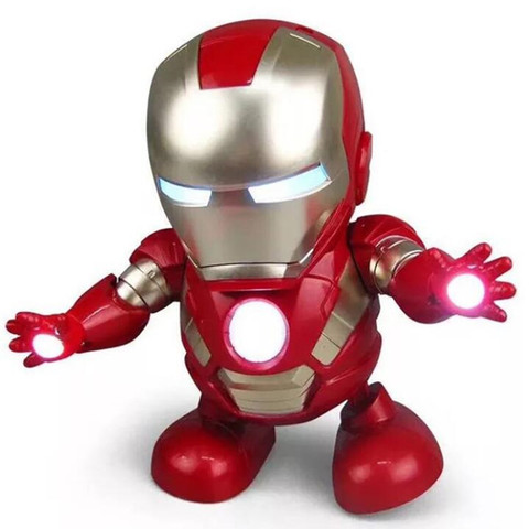 Los Vengadores baile figura de acción de hombre de hierro linterna LED con el sonido de los vengadores superhéroe Iron Man juguete niños regalo de cumpleaños ► Foto 1/6