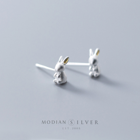 Modian 100% de Plata de Ley 925 lindo Animal 3D pendientes de conejo para las mujeres y las niñas de moda estilo coreano de Brincos ► Foto 1/4
