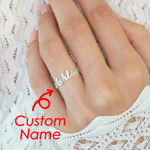 EManco personalizado anillo de nombre para las mujeres oro carta personalizada 316L de acero inoxidable anillo de acero joyería de regalo ► Foto 1/1