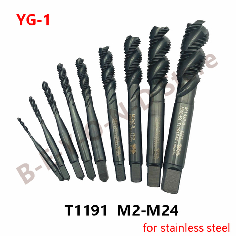100% Original YG1 T1191 flauta espiral grifos para agujeros ciegos en acero inoxidable M2 M2.5 M3 M4 M5 M6 M8 M10 M12 M14 M16 M18 M20 M24 ► Foto 1/5