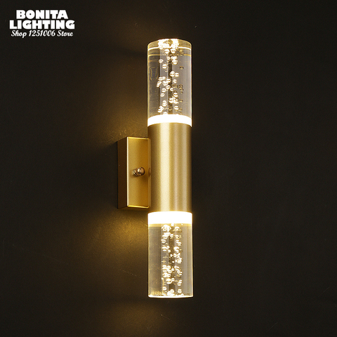 Luz LED de pared de cristal K9 burbuja, apliques de tubo de agua de aluminio espacial, lámpara de pared de tubo dorado, Simple y moderno de lujo ► Foto 1/4