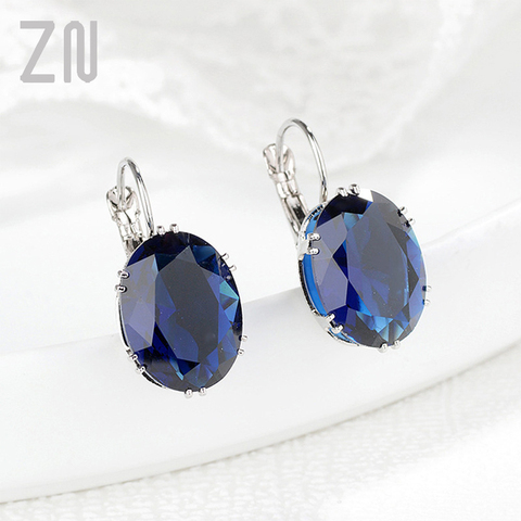 ZN-pendientes de gota de agua, joyería de moda, gran oferta, cristal ovalado, piedra grande, joyería con forma de rombo ► Foto 1/6