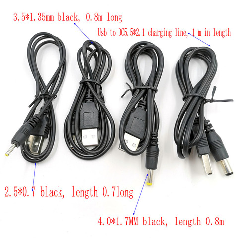 2 unids/lote DC enchufe adaptador de corriente USB convertir a 2,5*0,7/3,5*1,35/4,0*1,7/5,5*2,1 enchufe con cable conector cable de alimentación ► Foto 1/6