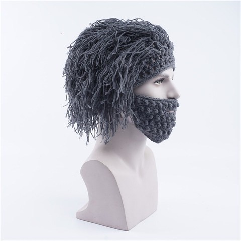 Peluca artesanal para hombre, Sombreros con barba de ganchillo, bigote, punto, gorros divertidos para fiesta de Halloween, máscara para ciclismo, cálido, invierno, novedad de 2022 ► Foto 1/6