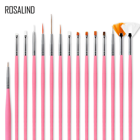 ROSALIND 15 unids/set cepillos de uñas para diseño de manicura herramienta 3D Gel acrílico cepillos de pluma de Arte de uñas cepillo para uñas dibujo ► Foto 1/6