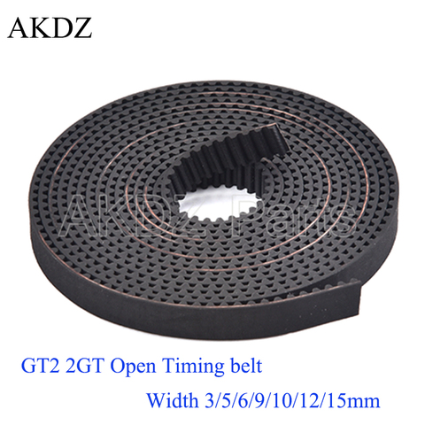 Correa de distribución síncrona abierta 2MGT 2M 2GT, ancho de 3/6/9/15mm, banda de distribución de goma trasera Samll GT2 2GT-3/2GT-6/2GT-9/2GT-15mm, impresora 3D ► Foto 1/6