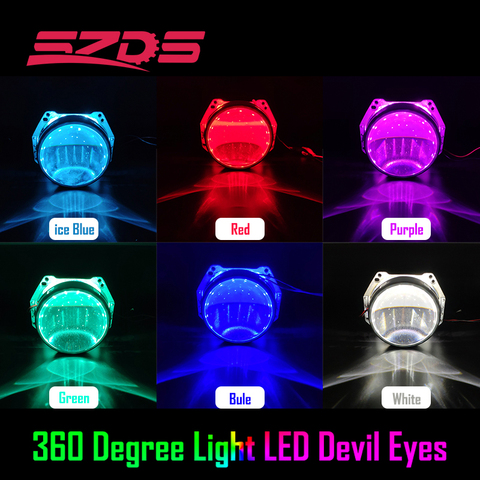 Ojo de demonio luz Led ojos de Diablo 3 2,5 pulgadas luz delantera de coche lente del proyector de la motocicleta HID de xenón de Hella Q5 WST 360 grado SMD ► Foto 1/6