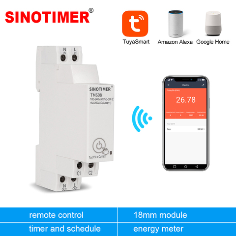 18mm Digital temporizador interruptor remoto WiFi Control de luz inteligente interruptor programador con Control de energía AC 110V 220V 16A ► Foto 1/6