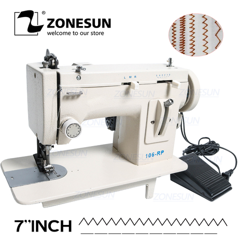 ZONESUN-máquina de coser para el hogar, herramienta de costura gruesa de piel, Material de tela gruesa, puntada en ZIG ZAG inverso, 106-RP ► Foto 1/6
