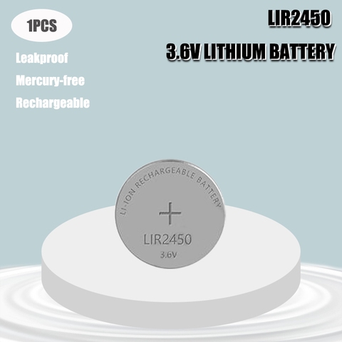 1 Uds 3,6 V LIR2450 120mAh baterías recargables 500 veces de litio pila de moneda batería de botón sustituye CR2450 LM2450 ► Foto 1/6