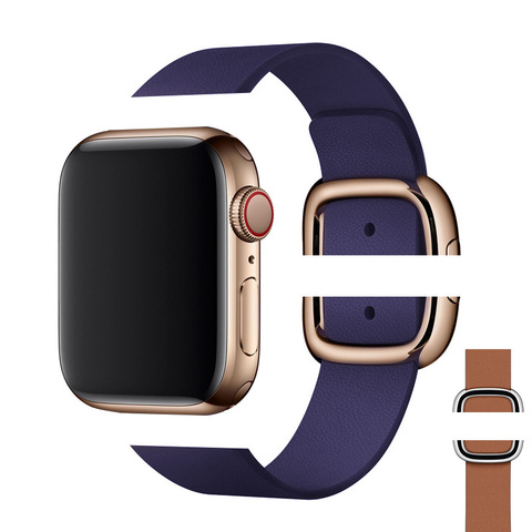 Correa de cuero genuino de 38mm, 40mm, 42mm, 44mm, hebilla magnética adecuada para Apple Watch Series 5 4 3 2, pulsera ► Foto 1/6