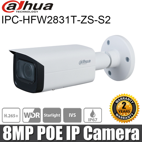 Original Dahua 8MP cámara IP IPC-HFW2831T-ZS-S2 Varifocal cámara de red tipo bala IR 60m 2,7mm-13,5mm de la Lente de la versión internacional ► Foto 1/2