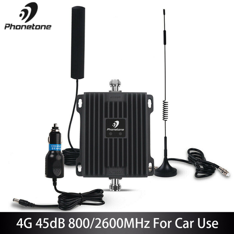 Amplificador de señal móvil 4G LTE, ganancia de 800/2600MHz, comunicación de 45dB, repetidor elevador de red móvil para coche, camión y barco ► Foto 1/6