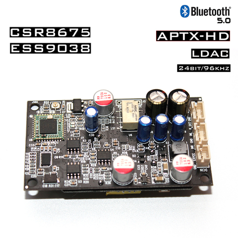 Decodificador receptor ES9038 CSR8675 con Bluetooth 5,0, compatible con LDAC/APTX, 24 bits/96Khz, con módulo regulador de potencia aislado ► Foto 1/6