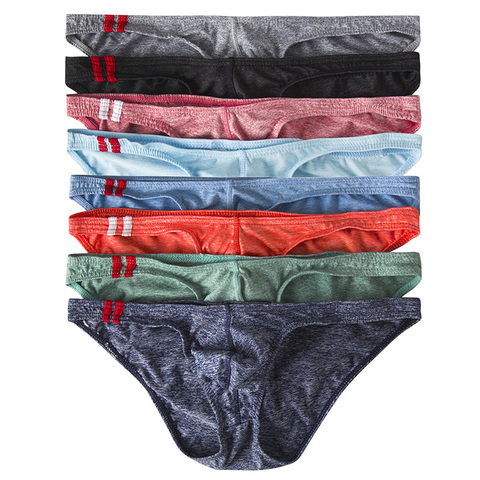 Uds/8 uds/lotes Sexy Calzoncillos para hombres-convexa bolsa de algodón ropa interior Cueca Masculina Slip Sexi hombre Gay bragas Calzoncillos ► Foto 1/6