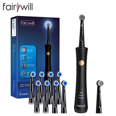 Fairywill-cepillo de dientes sónico FW-2205 para niños y adultos, cepillo de dientes eléctrico con temporizador inteligente, recargable, blanqueador con 10 cabezales ► Foto 1/6