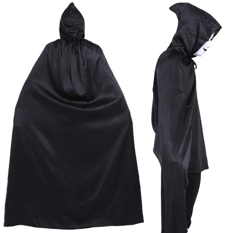 Halloween parca gran capa traje negro capa Reaper demonio capa negro abrigo largo con capucha traje Cosplay ► Foto 1/6