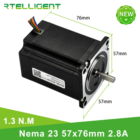 Rtelligent-Motor paso a paso Nema 23, eje de 13kg.cm 2.8A, diámetro de 6,35mm, 8mm, 4 cables, 8 conductores, Nema23, para máquina CNC ► Foto 1/6