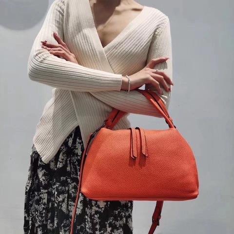 Bolso de mano de cuero suave para mujer, bolsa de hombro de diseño de lujo de cuero Natural 100% ► Foto 1/6